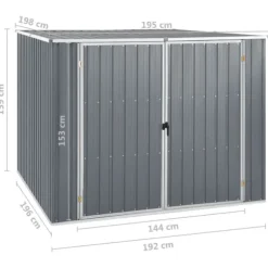 vidaXL haveskur 195x198x159 cm galvaniseret stål grå - Skure & Redskabsskure