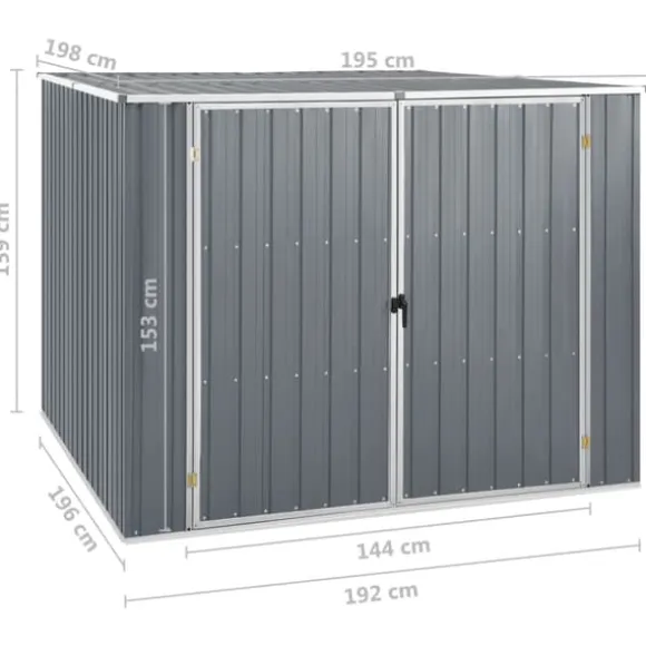 vidaXL haveskur 195x198x159 cm galvaniseret stål grå - Skure & Redskabsskure