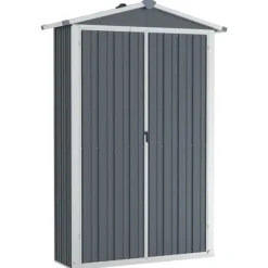 vidaXL haveskur 116x45x175 cm galvaniseret stål grå - Skure & Redskabsskure