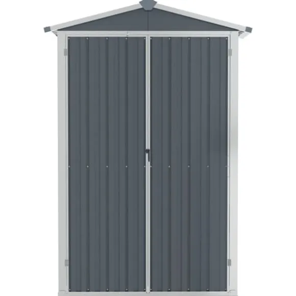 vidaXL haveskur 116x45x175 cm galvaniseret stål grå - Skure & Redskabsskure