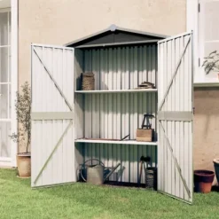 vidaXL haveskur 116x45x175 cm galvaniseret stål antracitgrå - Skure & Redskabsskure
