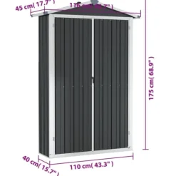 vidaXL haveskur 116x45x175 cm galvaniseret stål antracitgrå - Skure & Redskabsskure