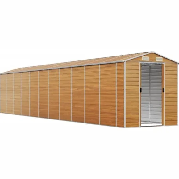 vidaXL haveskur 191x980x198 cm galvaniseret stål lysebrun - Skure & Redskabsskure