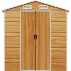 vidaXL haveskur 191x980x198 cm galvaniseret stål lysebrun - Skure & Redskabsskure