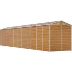 vidaXL haveskur 191x980x198 cm galvaniseret stål lysebrun - Skure & Redskabsskure