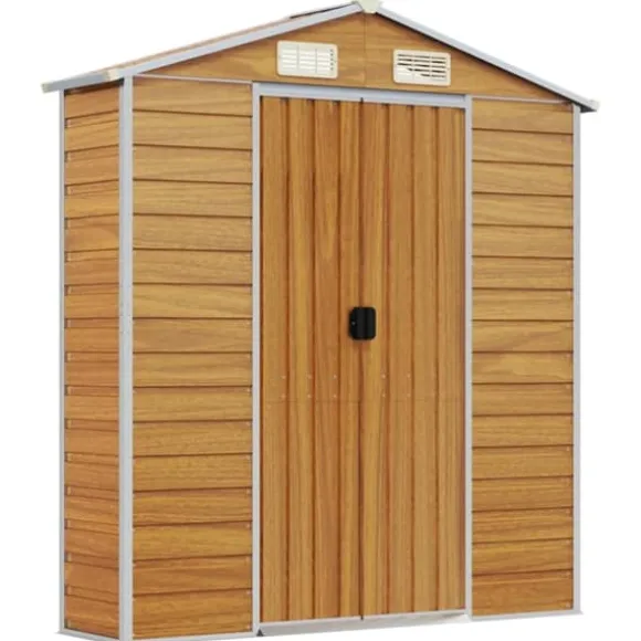 vidaXL haveskur 191x980x198 cm galvaniseret stål lysebrun - Skure & Redskabsskure