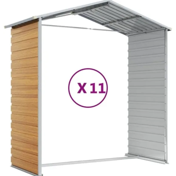 vidaXL haveskur 191x980x198 cm galvaniseret stål lysebrun - Skure & Redskabsskure