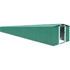 vidaXL haveskur 257x990x181 cm galvaniseret stål grøn - Skure & Redskabsskure