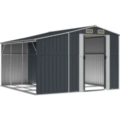 vidaXL haveskur 277x279x179 cm galvaniseret stål antracitgrå - Skure & Redskabsskure