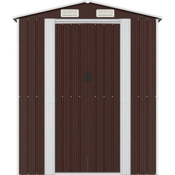 vidaXL haveskur 192x357x223 cm galvaniseret stål mørkebrun - Skure & Redskabsskure