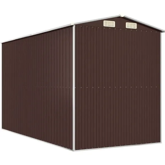 vidaXL haveskur 192x357x223 cm galvaniseret stål mørkebrun - Skure & Redskabsskure