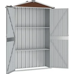 vidaXL haveskur 116x45x175 cm galvaniseret stål brun - Skure & Redskabsskure