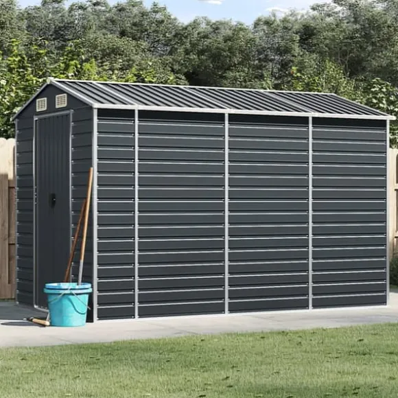 vidaXL haveskur 191x300x198 cm galvaniseret stål antracitgrå - Skure & Redskabsskure