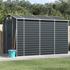 vidaXL haveskur 191x300x198 cm galvaniseret stål antracitgrå - Skure & Redskabsskure