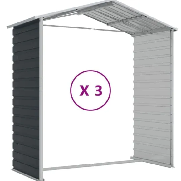 vidaXL haveskur 191x300x198 cm galvaniseret stål antracitgrå - Skure & Redskabsskure