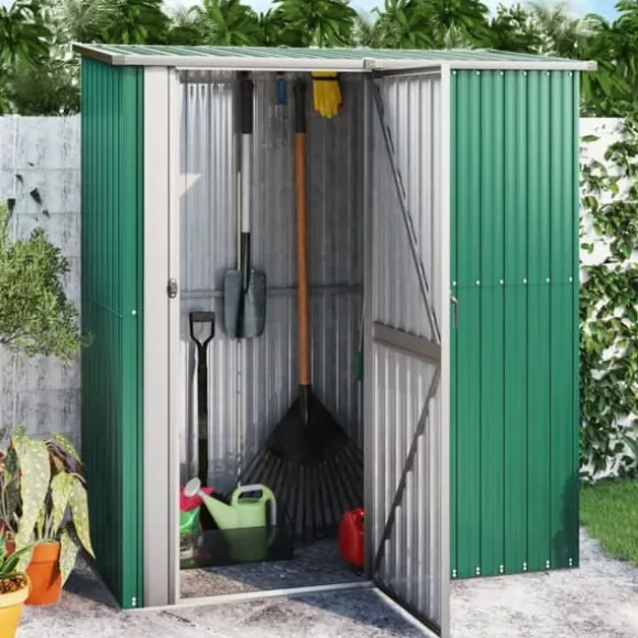 vidaXL haveskur 180,5x97x209,5 galvaniseret stål grøn - Skure & Redskabsskure