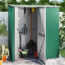 vidaXL haveskur 180,5x97x209,5 galvaniseret stål grøn - Skure & Redskabsskure