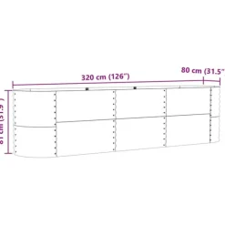vidaXL Højbed Brun 320 x 80 x 81 cm Stål