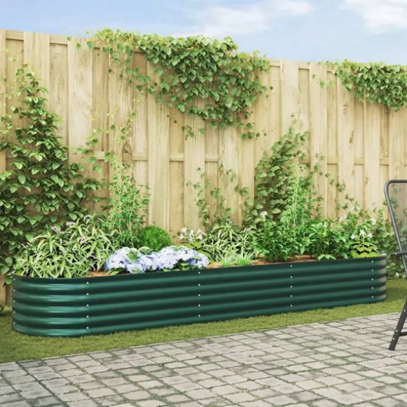 vidaXL Højbed Grøn 320 x 80 x 44 cm Stål