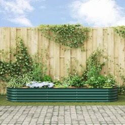 vidaXL Højbed Grøn 320 x 80 x 44 cm Stål