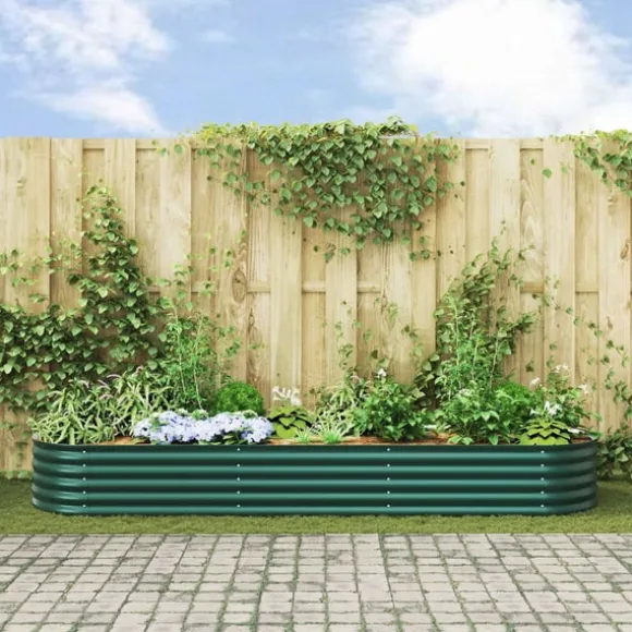 vidaXL Højbed Grøn 320 x 80 x 44 cm Stål