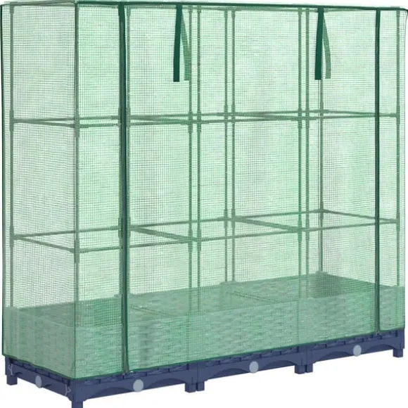 vidaXL højbed med drivhusovertræk 120x40x123 cm rattan-look