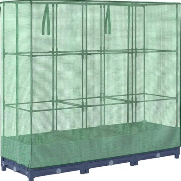 vidaXL højbed med drivhusovertræk 120x40x123 cm rattan-look