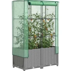 vidaXL højbed med drivhusovertræk 80x40x138 cm rattan-look