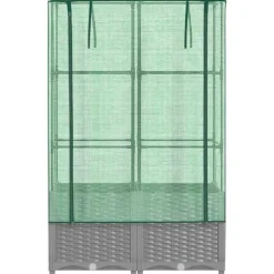 vidaXL højbed med drivhusovertræk 80x40x138 cm rattan-look