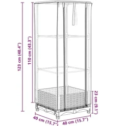 vidaXL højbed med drivhusovertræk 40x40x123 cm rattan-look