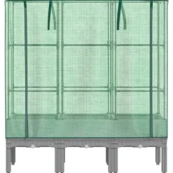 vidaXL højbed med drivhusovertræk 120x40x140 cm rattan-look