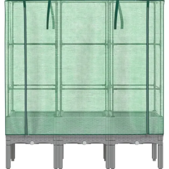 vidaXL højbed med drivhusovertræk 120x40x140 cm rattan-look