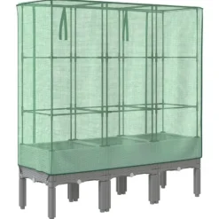 vidaXL højbed med drivhusovertræk 120x40x140 cm rattan-look