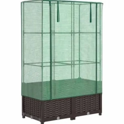 vidaXL højbed med drivhusovertræk 80x40x138 cm rattan-look