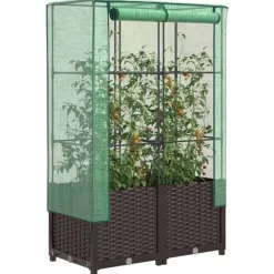 vidaXL højbed med drivhusovertræk 80x40x138 cm rattan-look