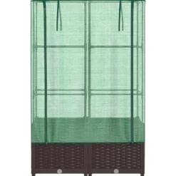 vidaXL højbed med drivhusovertræk 80x40x138 cm rattan-look