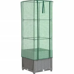 vidaXL højbed med drivhusovertræk 40x40x139 cm rattan-look