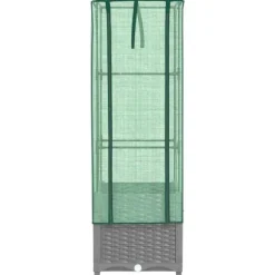 vidaXL højbed med drivhusovertræk 40x40x139 cm rattan-look
