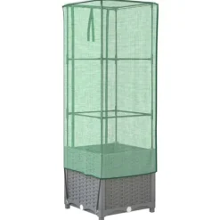 vidaXL højbed med drivhusovertræk 40x40x139 cm rattan-look