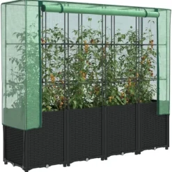 vidaXL højbed med drivhusovertræk 160x40x153 cm rattan-look