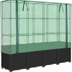 vidaXL højbed med drivhusovertræk 160x40x153 cm rattan-look