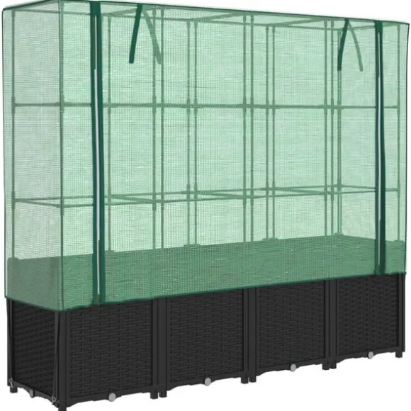 vidaXL højbed med drivhusovertræk 160x40x153 cm rattan-look