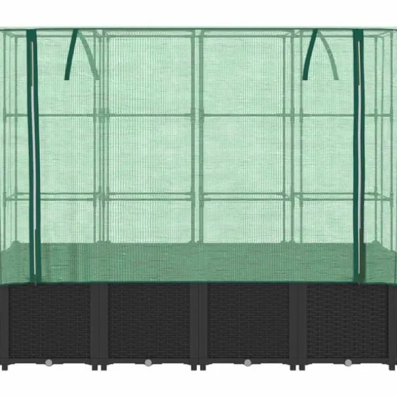 vidaXL højbed med drivhusovertræk 160x40x153 cm rattan-look