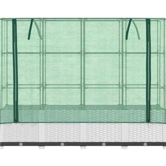 vidaXL højbed med drivhusovertræk 160x40x138 cm rattan-look