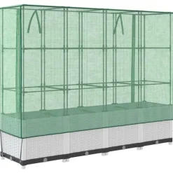 vidaXL højbed med drivhusovertræk 160x40x138 cm rattan-look