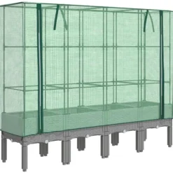 vidaXL højbed med drivhusovertræk 160x40x140 cm rattan-look