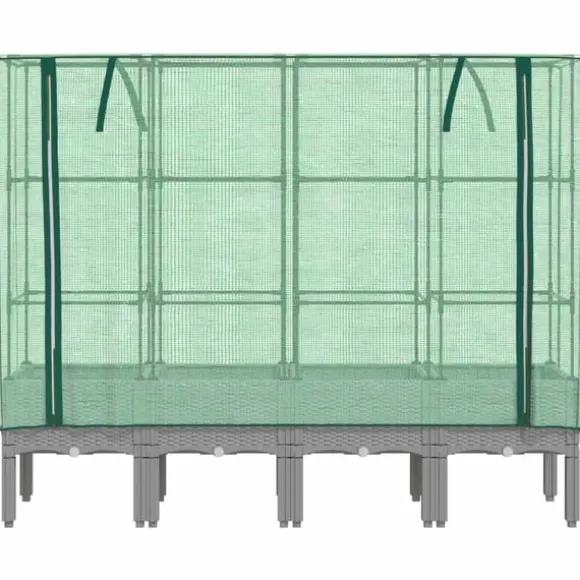 vidaXL højbed med drivhusovertræk 160x40x140 cm rattan-look