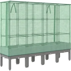 vidaXL højbed med drivhusovertræk 160x40x140 cm rattan-look