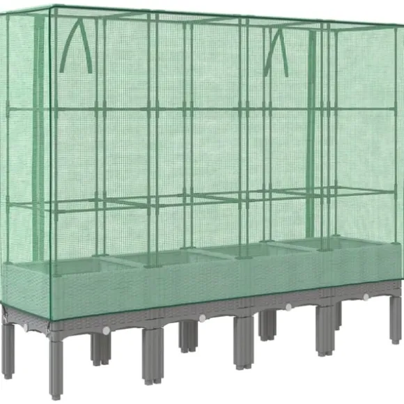 vidaXL højbed med drivhusovertræk 160x40x140 cm rattan-look