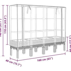 vidaXL højbed med drivhusovertræk 160x40x140 cm rattan-look